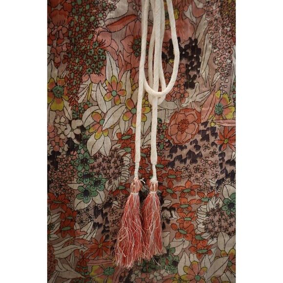 Raga R3477 Women's Sz S Beige Floral Embroidered Tunic Top - Picture 3 of 6